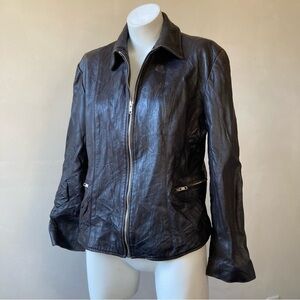 Ann Taylor | Distressed Vintage Leather Biker Jacket